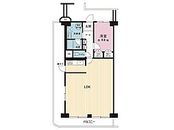 ユニハイム本厚木 1LDKの間取図画像