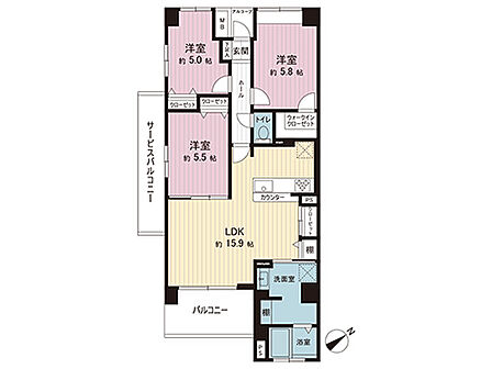 3LDK 間取り