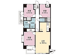 ライオンズマンション茅ヶ崎中央公園 3LDKの間取図画像