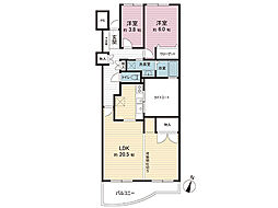 ハイネスアミティ鶴間壱番館 2LDKの間取図画像