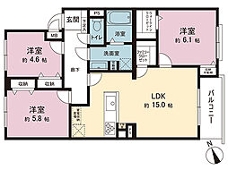 ユニライフ相模台 3LDKの間取図画像