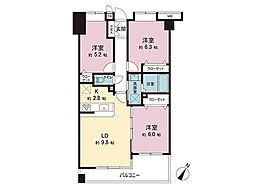 レクセルマンション中央林間 3LDKの間取図画像