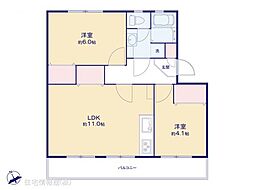 港南台めじろ団地41号棟 2LDKの間取り