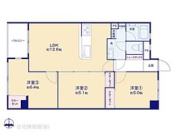 野庭団地665-1号棟 3LDKの間取図画像