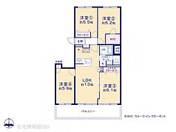 県ドリームハイツ20号棟 4LDKの間取図画像