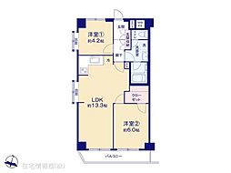 ライオンズマンション上大岡第6 2LDKの間取図画像