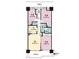レールシティ八王子 3LDKの間取図画像