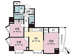 ライオンズマンション拝島第2 3DKの間取図画像