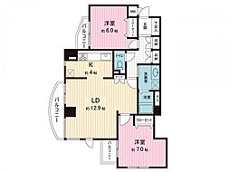 コスモ西川口アンソレール 2LDKの間取図画像