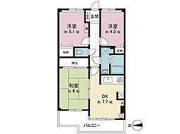 モアステージ川越 3DKの間取図画像