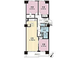 京成サンコーポ稲毛1号棟 3LDKの間取図画像