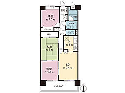グリーンビレッジ浜野駅前 3DKの間取図画像