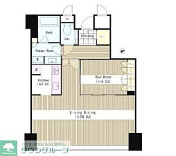 セントラルパークタワー　ラ・トゥール新宿 30階1LDKの間取り