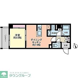 グローリオシェルト新宿山吹町 1LDKの間取図画像
