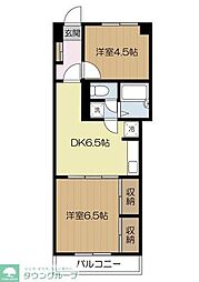 エクセレント小林 2階2DKの間取り