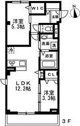 Fortuna(フォルトゥーナ) 306 3階2LDKの間取り