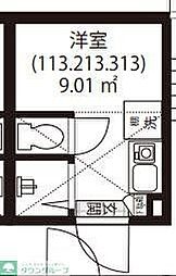 GARUNA OKUBO ワンルームの間取図画像