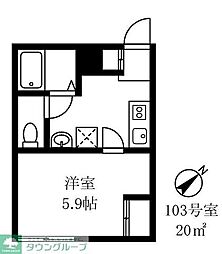 早稲田鶴巻IMAハウス 1Kの間取図画像