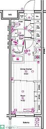 THEPREMIUMCUBEG東中野 1DKの間取図画像