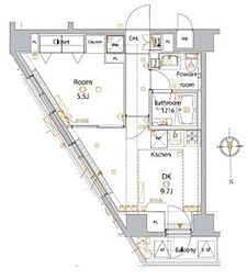 メイクスデザイン高田馬場 1DKの間取図画像