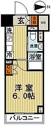 プラウドフラット神楽坂2 1Kの間取図画像