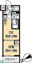 ハーモニーレジデンス中野NORTHARAI 1DKの間取図画像