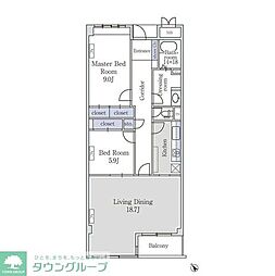 アーバンコート市ヶ谷 2LDKの間取図画像