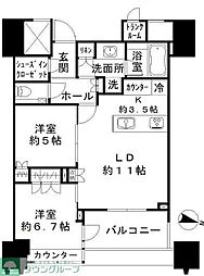 パークコート文京小石川ザタワー 2LDKの間取図画像