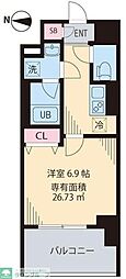 クレストヒル桃ケ丘 1Kの間取図画像