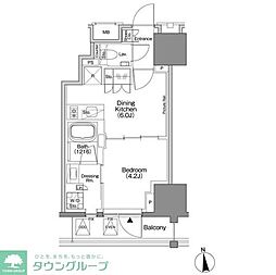 ザ・パークハビオSOHO新宿御苑 1DKの間取図画像