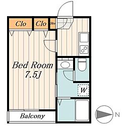 クレスト大久保 1Kの間取図画像