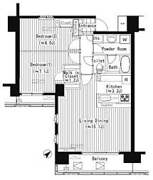 プライムアーバン東中野コート 2LDKの間取図画像