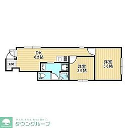 大和町1丁目貸家 2DKの間取図画像