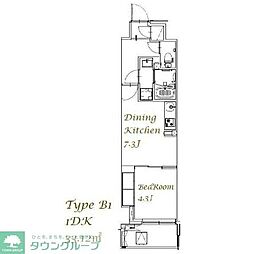 スプランディッド西日暮里 1DKの間取図画像