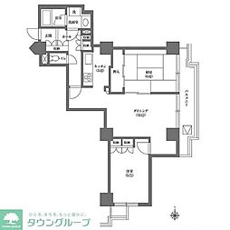 文京グリーンコートビュータワー本駒込B棟 2LDKの間取図画像