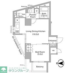 コンフォリア文京春日 1LDKの間取図画像