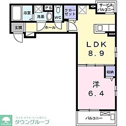 サザンクロス 1LDKの間取図画像