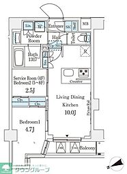 アジールコート山手動坂 1SLDKの間取図画像