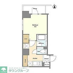 レジディア文京湯島2 1Kの間取図画像