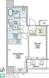 レジディアタワー上池袋タワーサイド 1LDKの間取図画像