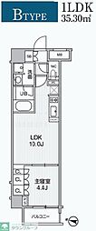 Alivis綾瀬 1LDKの間取図画像