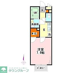 アムールブション 1Kの間取図画像