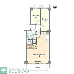 コンフォリア竹ノ塚イースト 2LDKの間取図画像