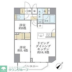 アジールコート町屋 2LDKの間取図画像