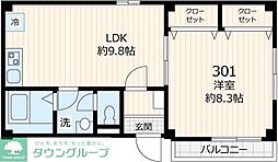 アーク和 1LDKの間取図画像
