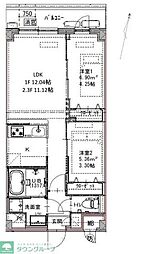 GENOVIA六町 2LDKの間取図画像