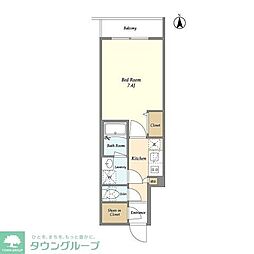 グランカーサ綾瀬 1Kの間取図画像