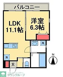NSGATE江北1 1Kの間取図画像