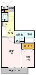 モンサン・フローラ 2Kの間取図画像