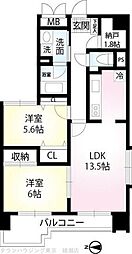 サンコーレジデンス参番館 2SLDKの間取図画像